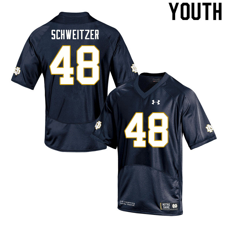 Youth NCAA Notre Dame Fighting Irish #48 Will Schweitzer Stitched College Under Armour Authentic Navy Football Jersey CC10S22GR